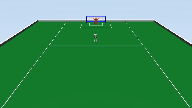 Overview GIF of G1 beginning upright, taking the penalty kick, and returning to neutral